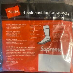 Hanes Supreme Cushion Crew Socks - Black